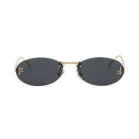 Rimless Sunglasses Women UV400 Oval Elegant Diamond F Sunglasses ✨
