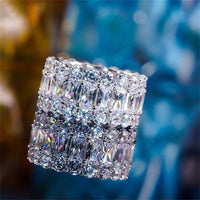 - Luxury Pink White Zircon Wheel Rings For Women Silver Color 💍