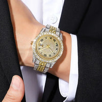 Luxury Men Watch Diamond Watch 2pcs Wrist Male Watch Rhinestone 💎