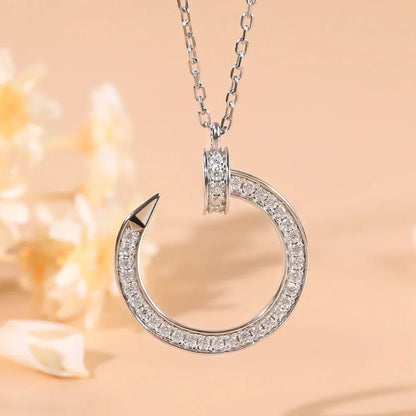 LinkerLove S925 Sterling Silver Moissanite Open Circle Pendant Necklace D VVS1 Lab 💎
