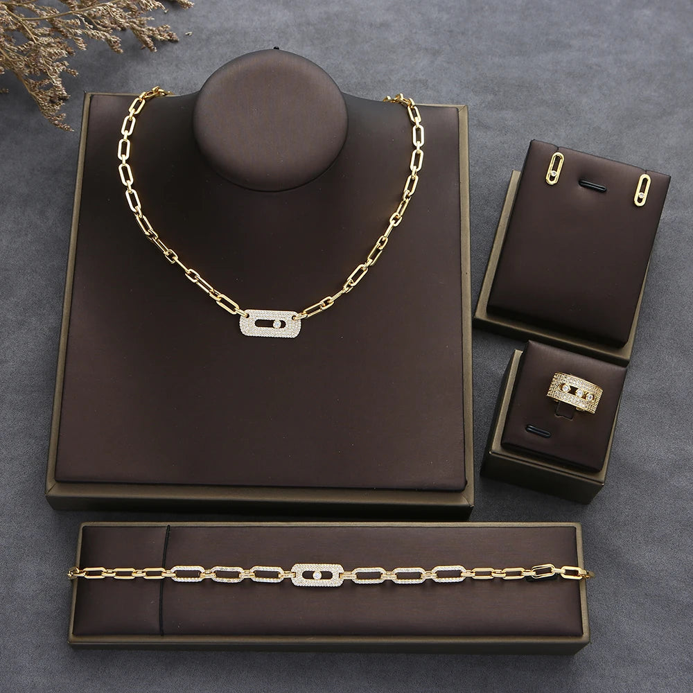 Trendy Dainty Initial  Necklace Earring Bracelet Ring Sets 💎