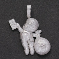 ALEC M Cubic Zirconia Paved Bling Iced Out Give Dollars Money Pendants Necklace💎