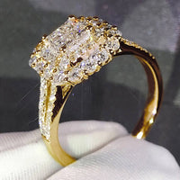Full Bling Iced Out Micro Pave Crystal Gorgeous Square Shape Women Ring 💍