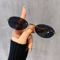 New Exquisite Luxury Oval Shaped Diamond-Inlaid Niche Design Sunglasses ✨