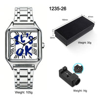Stainless Steel Alloy Square Dial Simple Elegant Ins Style Light Luxury High⌚️