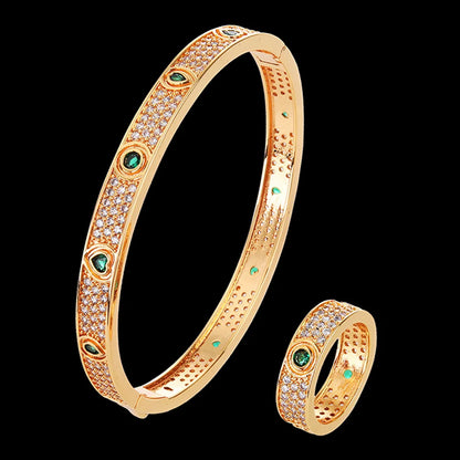 Jewelry Classic Love Heart Shape CZ Zircon Women Bangle With Ring  ✨