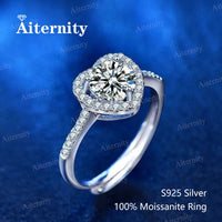 Moissanite Women's Ring Real 925 Sterling Silver D Color Heart-shaped Shining Ring 💍