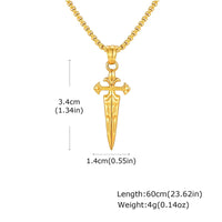 Sword Pendant Necklace Silver Gold Stainless Steel  ✨