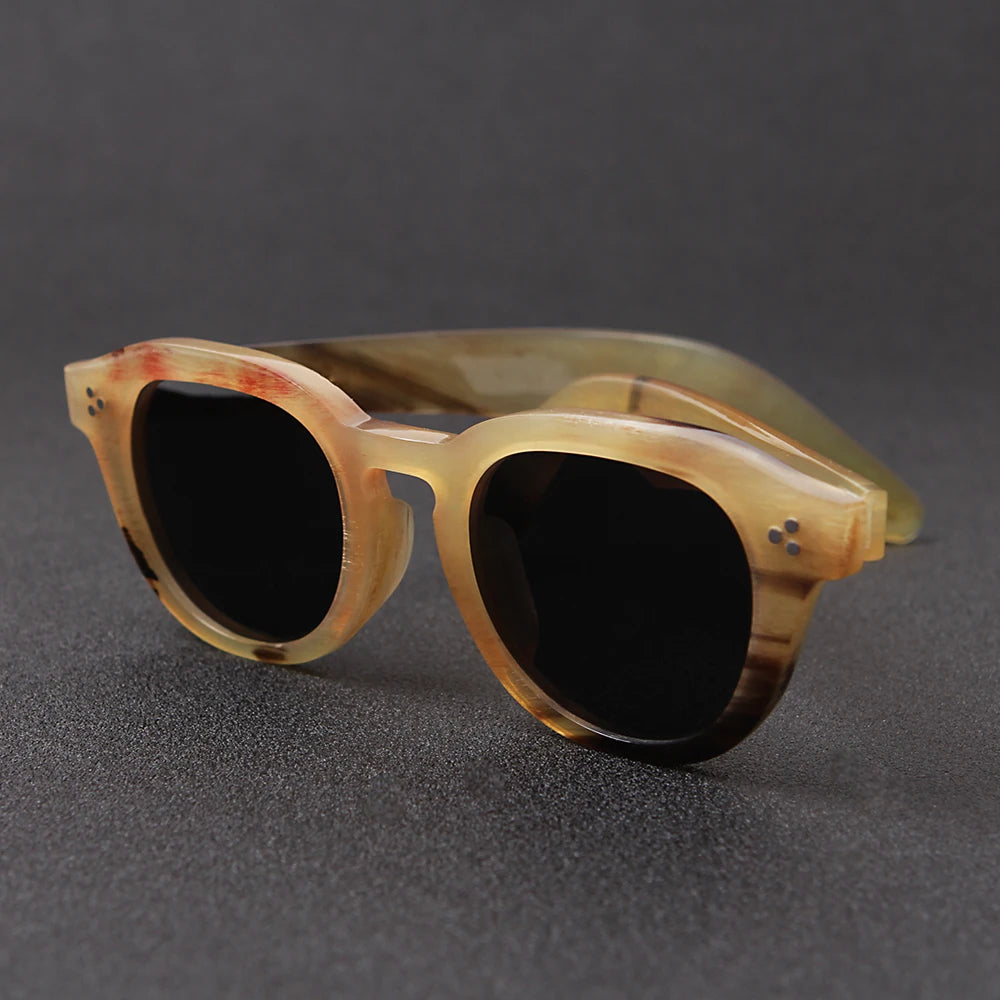 Brand fashion classic three nail glasses sunglasses handmade custom natural horn plate