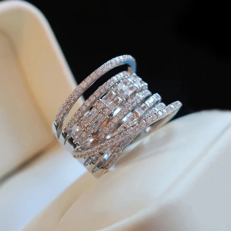Shiny Zirconia Ring Luxury Female Wedding Party Jewelry ✨
