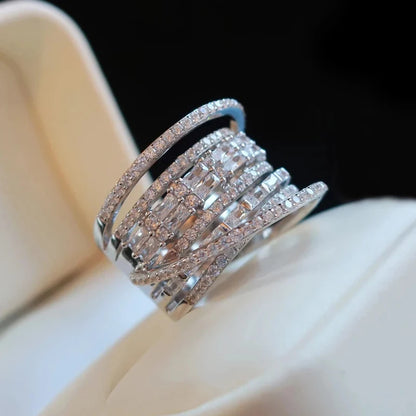 Shiny Zirconia Ring Luxury Female Wedding Party Jewelry ✨