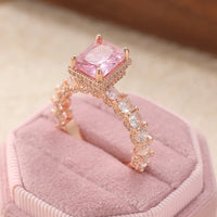 Square Pink Synthetic Zirconia Ring Jewelry 💍