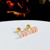 Stainless Steel Letter M Stud Earrings Brand Earrings ✨