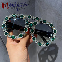 Luxury Gem Green Diamond Sun Glasses Personal Female UV400 🕶️