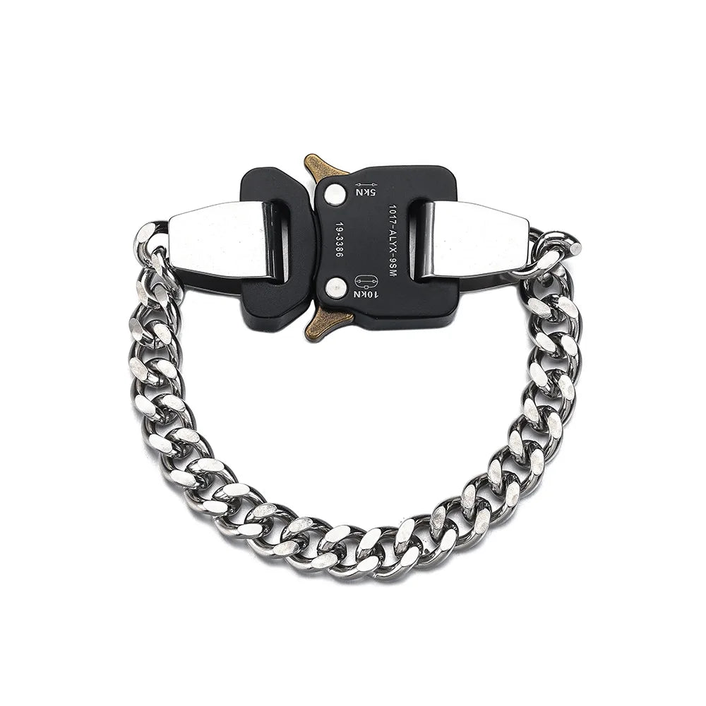 Titanium Steel Street Men Letters Metal Safety Buckle Necklace Fashion Jewelry ✨