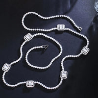 ThreeGraces Shiny Cubic Zirconia Silver Color Long Geometric Sweater Chain Necklace 💎