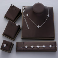 4pcs Luxury Flower Statement Necklace earring ring BraceletJewelry Set 💎