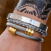 - Luxury Royal King Crown Bracelet Set For Men Stainless Steel Bangle 👑