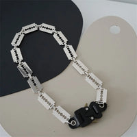 Titanium Steel Street Men Letters Metal Safety Buckle Necklace Fashion Jewelry ✨