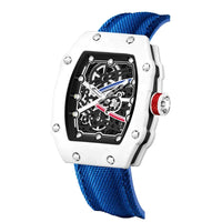 Stainless Steel Case with Sporty Nylon Strap Men's Ultra-thin Tonneau Quartz Watch ⌚️