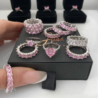 Luxury Fashion Pink Engagement Wedding Band Eternity Ring 💍