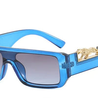 Square Frame One-piece Narrow-Brimmed Leopard Sunglasses 🕶️