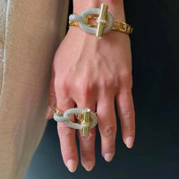 Cubic Zirconia OT Buckle Bangles Stainless Steel Bracelets Tarnish Free Jewelry 💎
