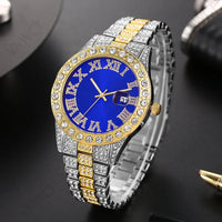Luxury Men Watch Diamond Watch 2pcs Wrist Male Watch Rhinestone 💎
