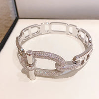 Bangle bracelet 18 k gold plated brass jewelry punk style belt court style for woman💎