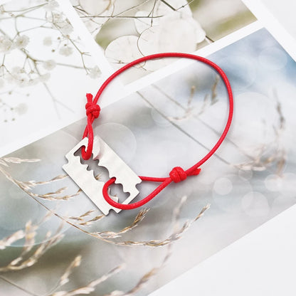 1 Stylish And Adjustable Stainless Steel Shaving Blade Bracelet With Colorful Lucky Bracelet