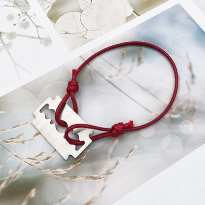 1 Stylish And Adjustable Stainless Steel Shaving Blade Bracelet With Colorful Lucky Bracelet