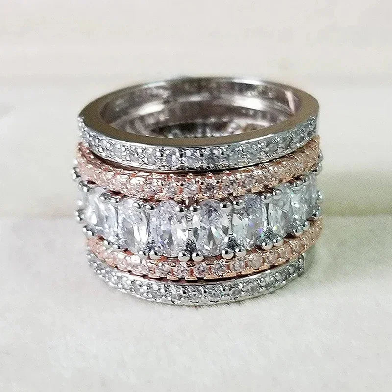 Noble Elegant Wide Rings for Women Chic Bright Fashion Dazzling Cubic Zirconia 💎