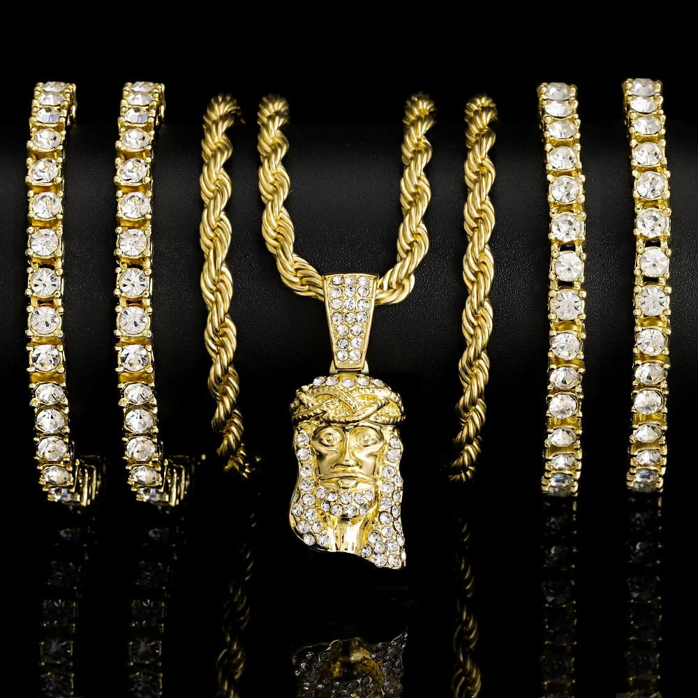 Men's Women's Hip-hop Punk Necklace Set Stylish Jesus Pendant ✨