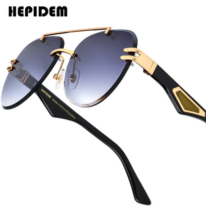Buffalo Horn Sunglasses Men Famous Luxury Brand Design Rimless Sun Glasses