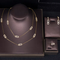 Luxury Earring Ring Sets Stackable Long Necklace 💎