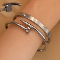 Heart Shaped Zircon Stainless Steel Gold Color 2-in-1 Bracelet ✨