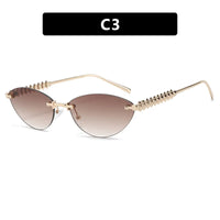 Cat Eye Rivet Rimless Sunglasses Women Luxury Sun Glasses Shades 🕶️