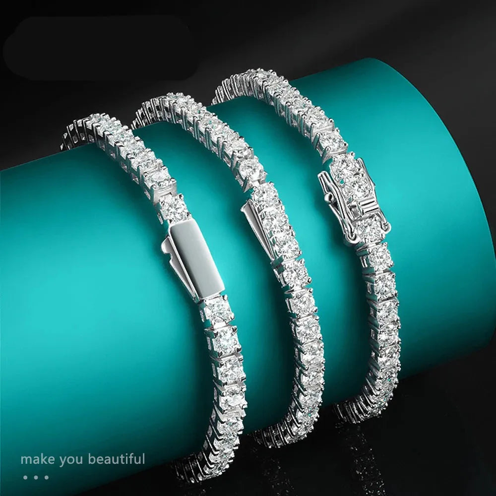 D VVS1 Moissanite Tennis Bracelet Original s925 Sterling Silver Plated 18k White Gold Full Diamond Bracelets✨