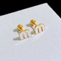 Stainless Steel Letter M Stud Earrings Brand Earrings ✨
