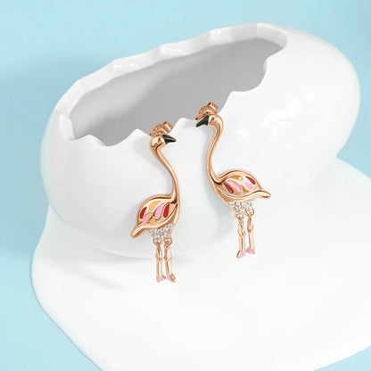Rose Gold Series 925 Sterling Silver Flamingo Giraffe Star and Moon Flower Earrings ✨