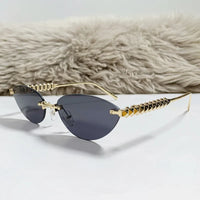 Cat Eye Rivet Rimless Sunglasses Women Luxury Sun Glasses Shades 🕶️