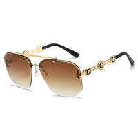 Rimless Pilot Metal Sunglasses Women Men Retro Trend Brand Sunglasses 🕶️