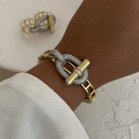 Cubic Zirconia OT Buckle Bangles Stainless Steel Bracelets Tarnish Free Jewelry 💎