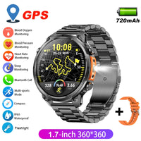 GPS Smartwatch for Men 1.7 HD Screen Military Smart Watch Flashlight IP68 Waterproof ⌚️