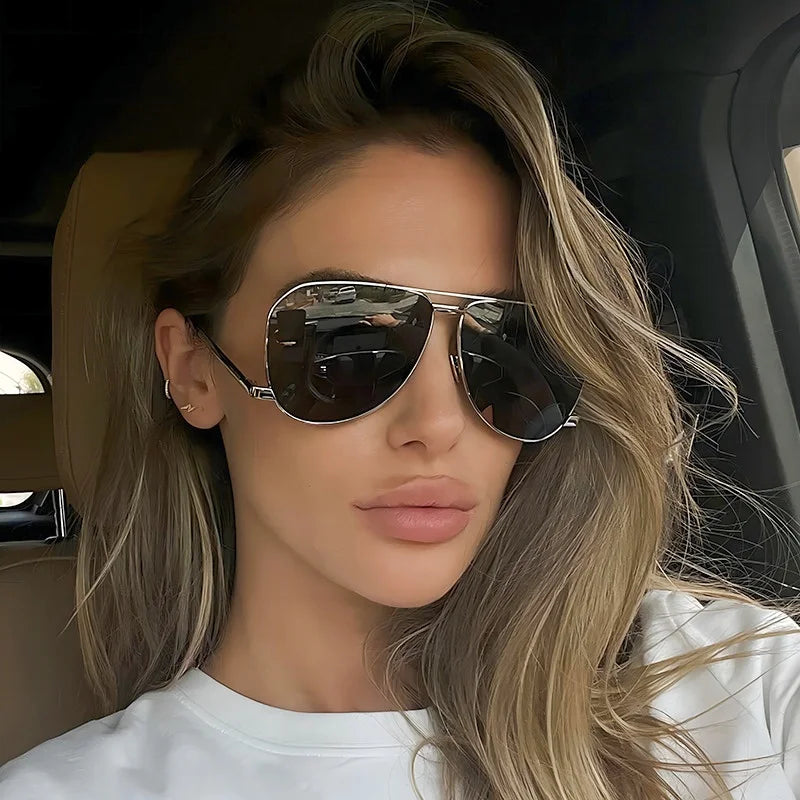 Fashion Oversized Oval Sunglasses Men-Women Vintage Punk Metal Frame Sunglasses 🕶️