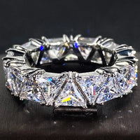 Luxurious 925 Sterling Silver Ring, Triangular Zircon Ring with Aaa Zircon Crystal 💍