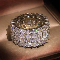 - Luxury Pink White Zircon Wheel Rings For Women Silver Color 💍