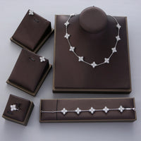 4pcs Luxury Flower Statement Necklace earring ring BraceletJewelry Set 💎