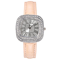 Luxury Square Ladies Full Star Diamonds Quartz Watch Casual Green Leather 💎