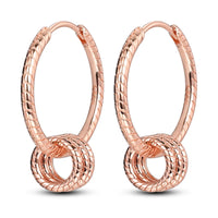 Original 925 Silver Rose Gold Flower Heart Square Loop Earrings Jewelry ✨